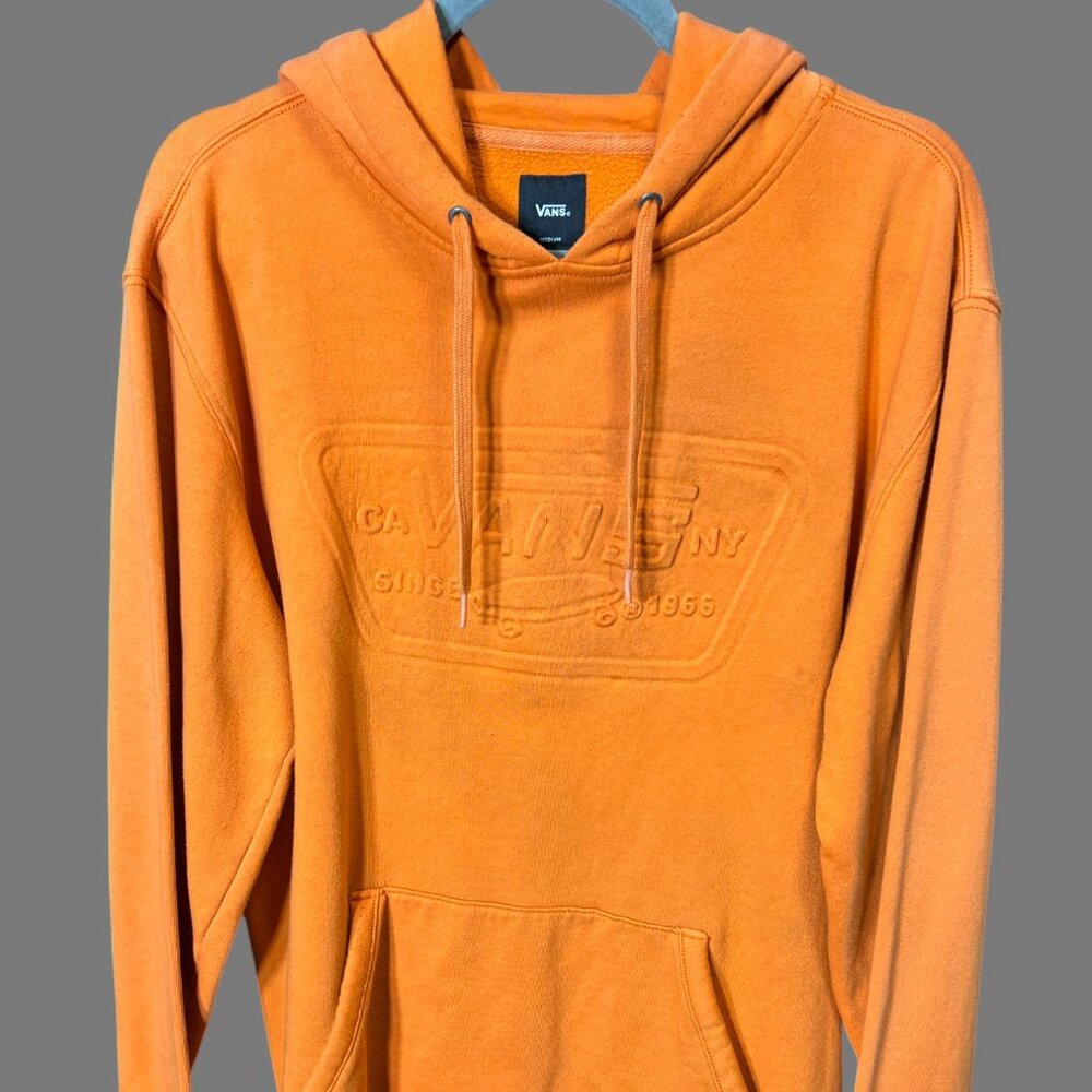 VANS Bright Orange Hoodie with Embossed Logo and Kangaroo Pocket SZ M